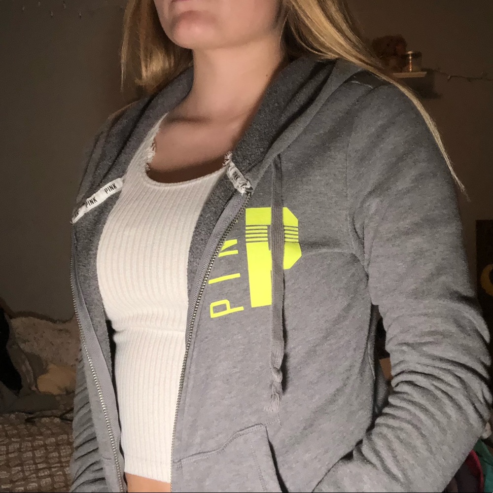 PINK Dark Grey Zip-up